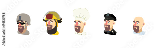 Flat characters of different professions