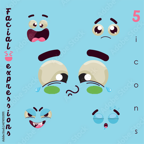 Set of different facial expression Vector