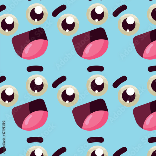 Seamless pattern background with facial expression Vector
