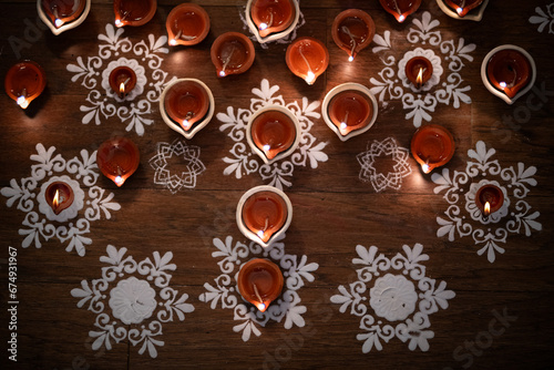 Diwali diya and rangoli 