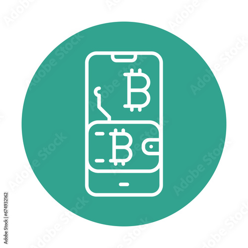 Cryptocurrency wallet color line icon. Digital crypto art.