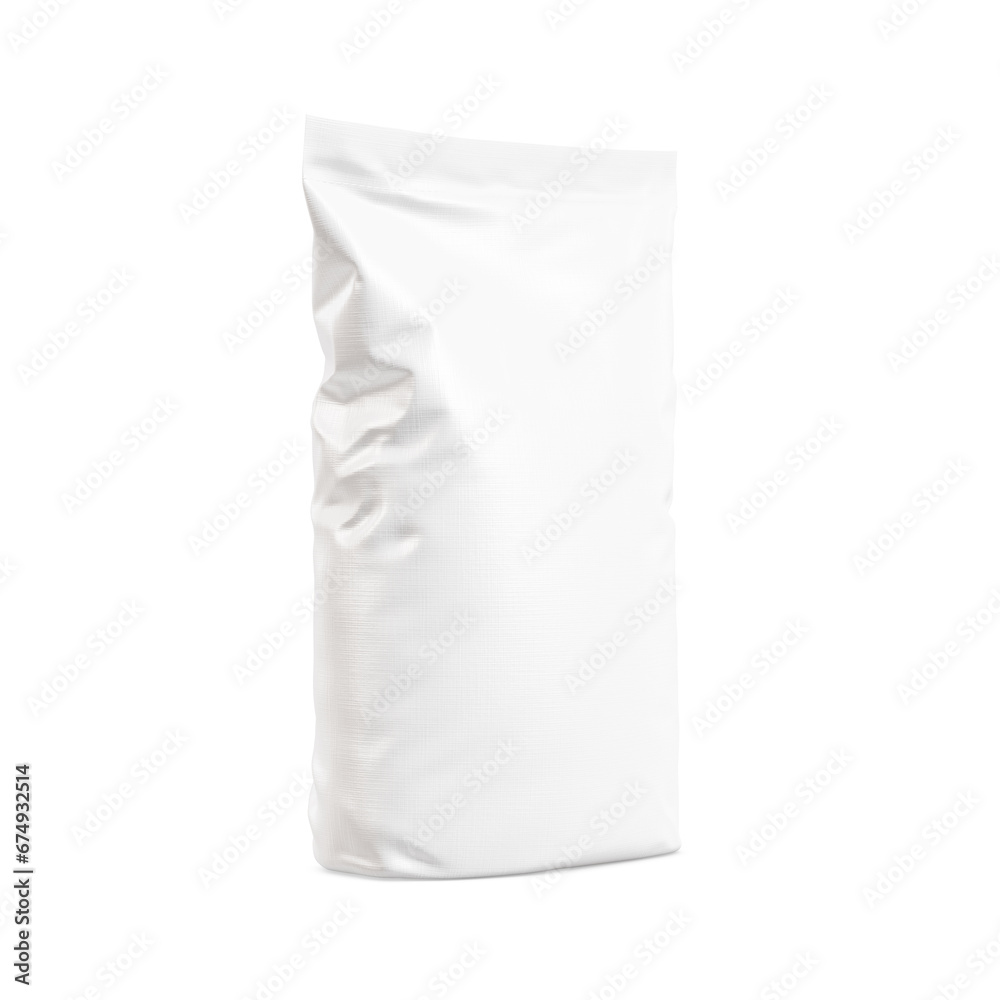 a blank Polypropylene Bag with Powder isolated on a white background