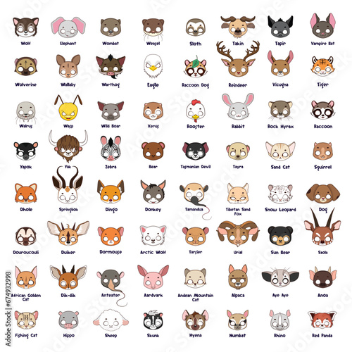Animal mask collection for costume party, Halloween, various festivities etc. photo