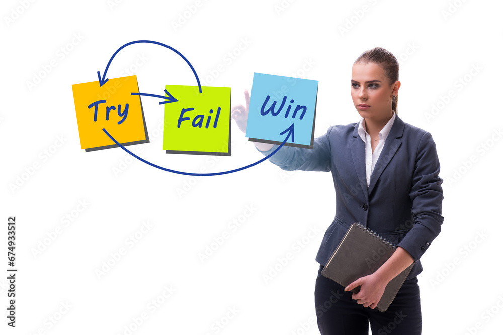 Business concept of try fail win Business concept of try fail win