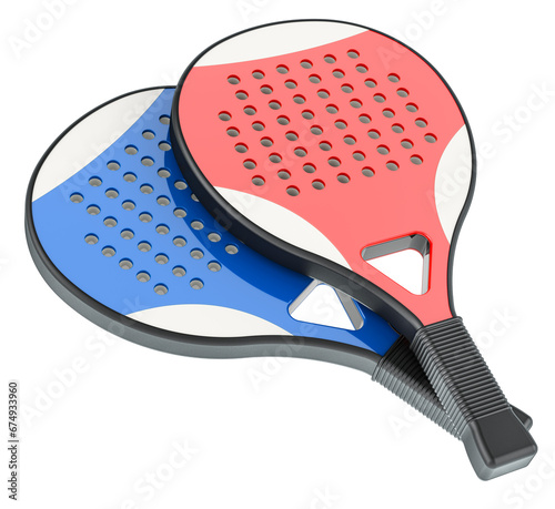 Paddle Tennis Rackets, 3D rendering isolated on transparent background