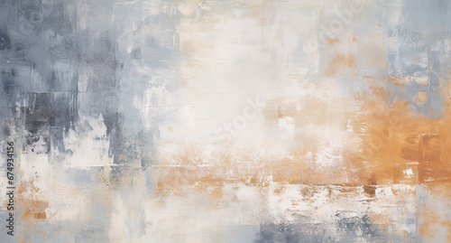 abstract modern painting, paint strokes. grey, white, beige and black colors photo