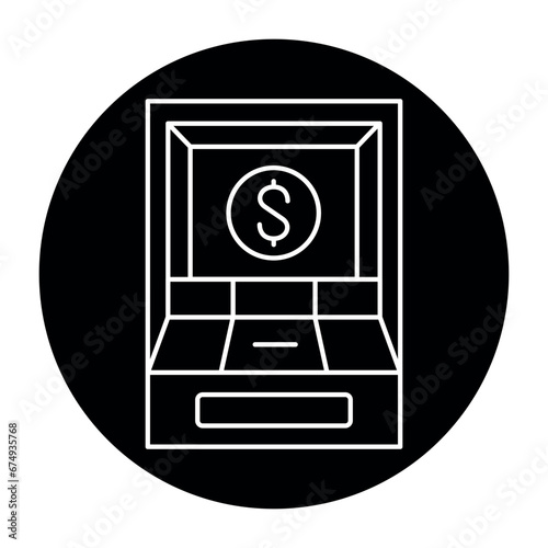 ATM machine black line icon.