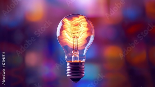 A blurred abstract image of a light bulb creating AI generated illustration