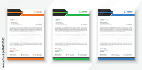 Modern & Creative Corporate Business style letterhead design bundle for your project. Clean and professional corporate company business letterhead template with color variation bundle.