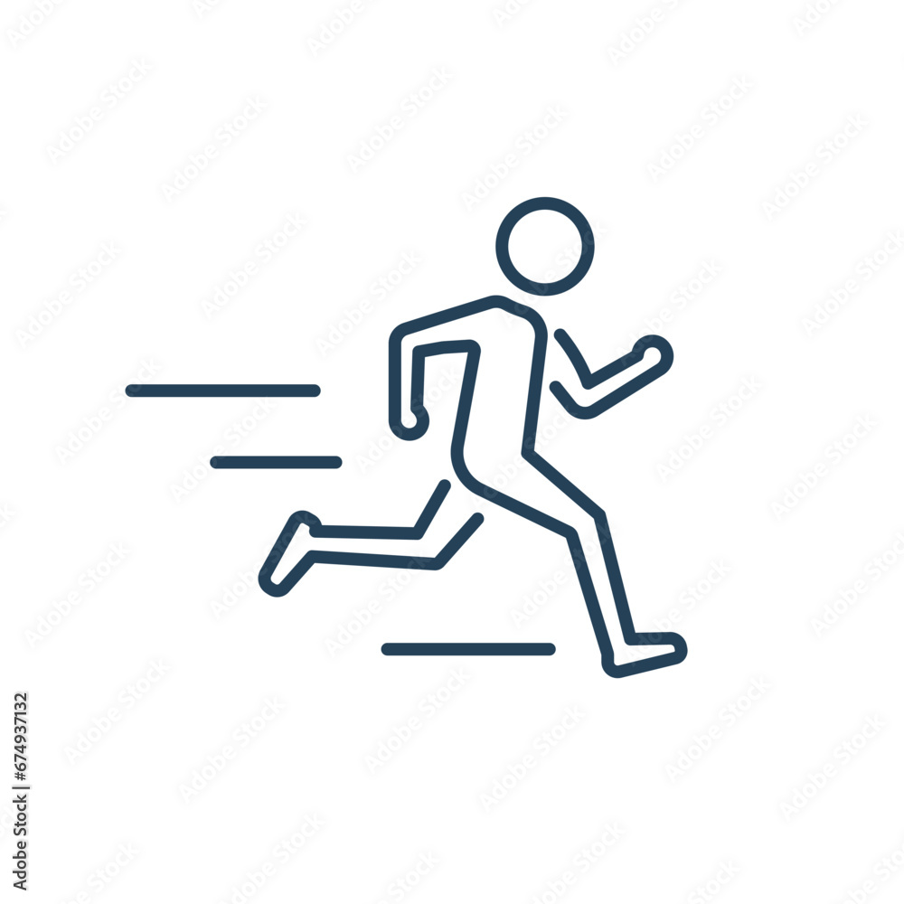 Fast running man. Take your time line icon. Isolated vector illustration Fast running man. Take your time line icon. Isolated vector illustration