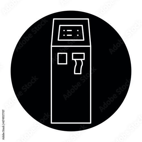 Ticket machine in black line icon. Self service machine