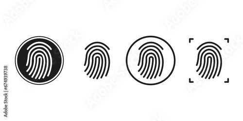 Fingerprint icon set. Security access concept. Biometrics system. Vector illustration