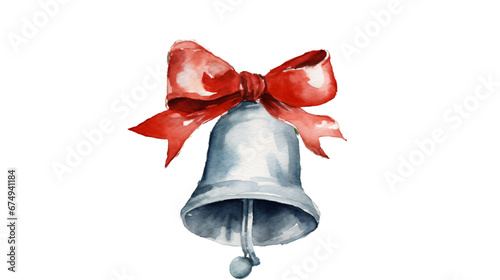 christmas bell in watercolor design isolated against transparent background photo