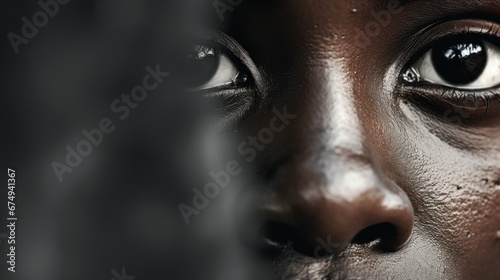 A close up of a black woman's face, AI