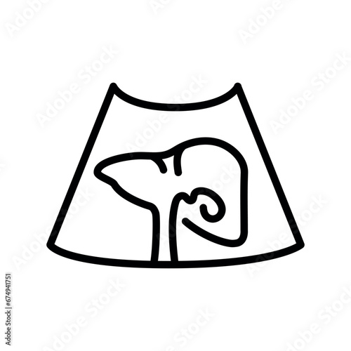 Ultrasound liver black line illustration