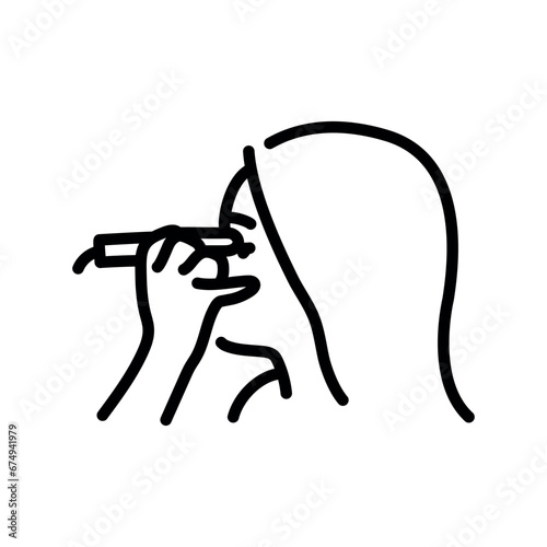 Eye ultrasound black line illustration