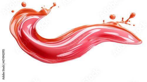 red paint liquid splash isolated against transparent background