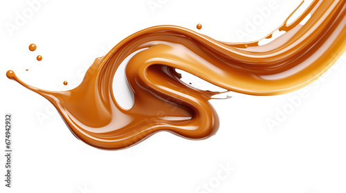 chocolate brown liquid sweet melted chocolade splash isolated against transparent background photo