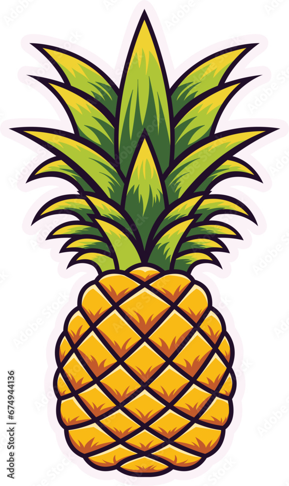 Pineapple Colourful Vector Flat Illustration. Perfect for different cards, textile, web sites, apps Pineapple Colourful Vector Flat Illustration. Perfect for different cards, textile, web sites, apps