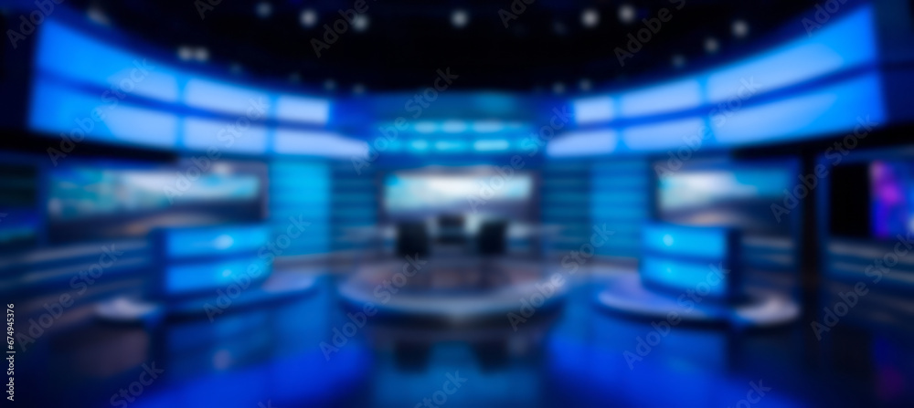 Blur image background of studio TV or News image - obrazy, fototapety, plakaty 