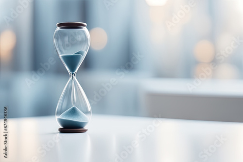 hourglass with copy space. background is blurred