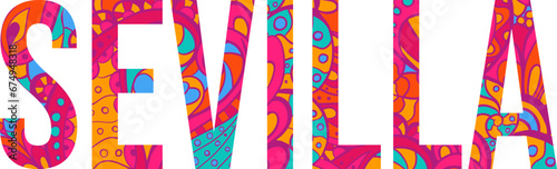 Sevilla spanish city doodle pattern name