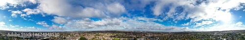 High Angle Beautiful Panoramic View of North Luton Leagrave Town of England UK During Mostly sunny Day. The Footage Was Captured with Drone's Camera on November 7th, 2023 © Altaf Shah