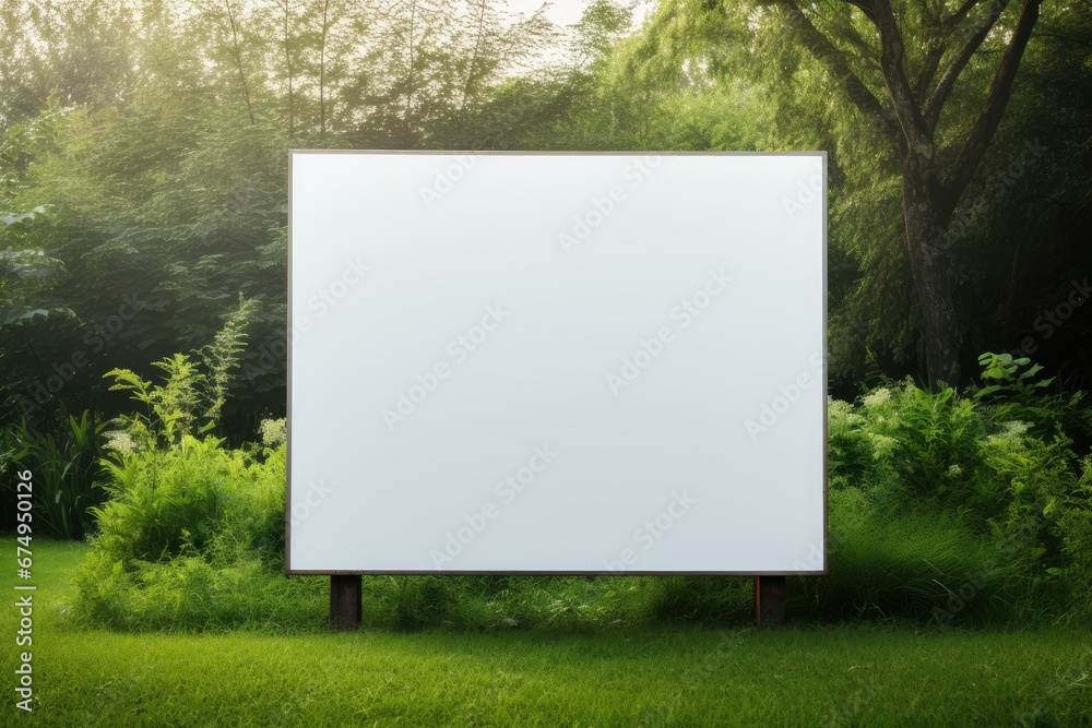 Fototapeta premium blank outdoor sign on grass background Generative AI