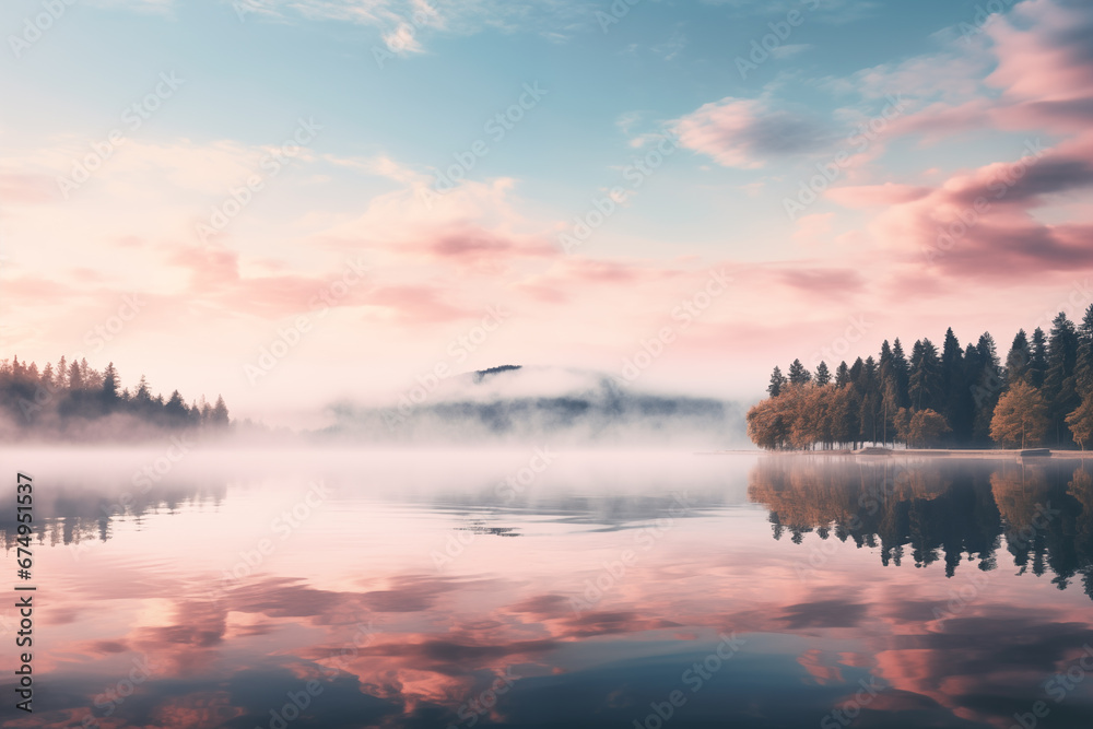 Obraz premium Beautiful Peaceful Nature Landscape Lake Mountains