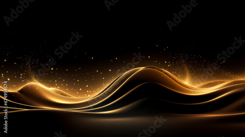 Abstract gold wave on black background. illustration for your design.