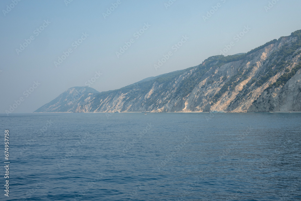 Panoramic view of coastline of Lefkada, Ionian Islands, Greece