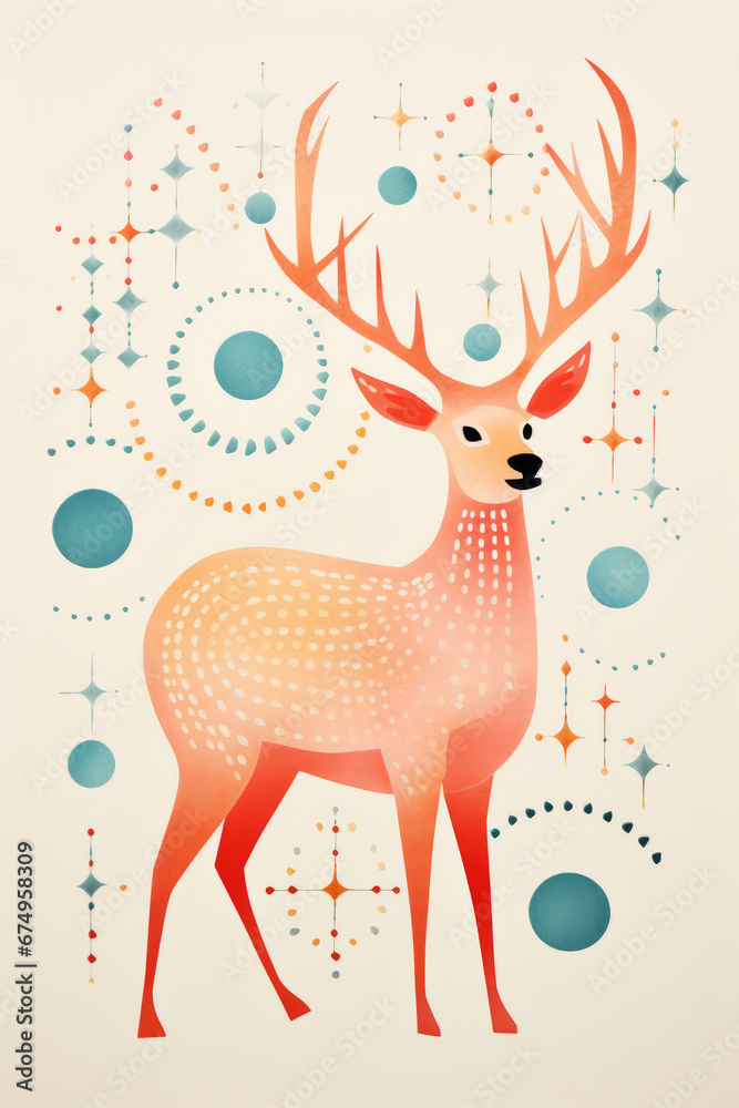 Christmas reindeer flat illustration seasonal design