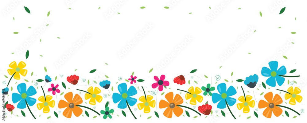 Spring and summer background with small flower. Botanical illustration minimal style.
