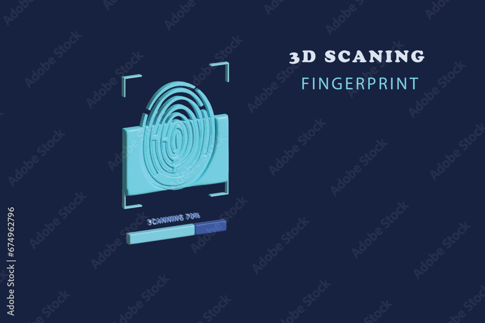 Biometric authentication isometric icon. 3D vector icon. Vector colorful illustration. - obrazy, fototapety, plakaty 