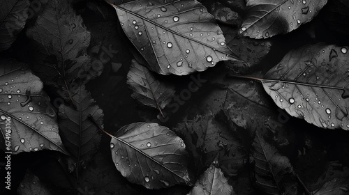 Black background. Background from autumn fallen leaves closeup. Black and white photo. photography ::10 , 8k, 8k render 