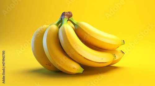 Yellow ripe banana peeled or fresh tropical sweet tasty organic fruit on vivid color background with vitamin nutrition concept. 3D rendering. photography ::10 , 8k, 8k render