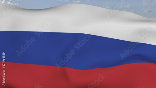Loop der Russland Fahne wehend im Wind als Nahaufnahme 4K