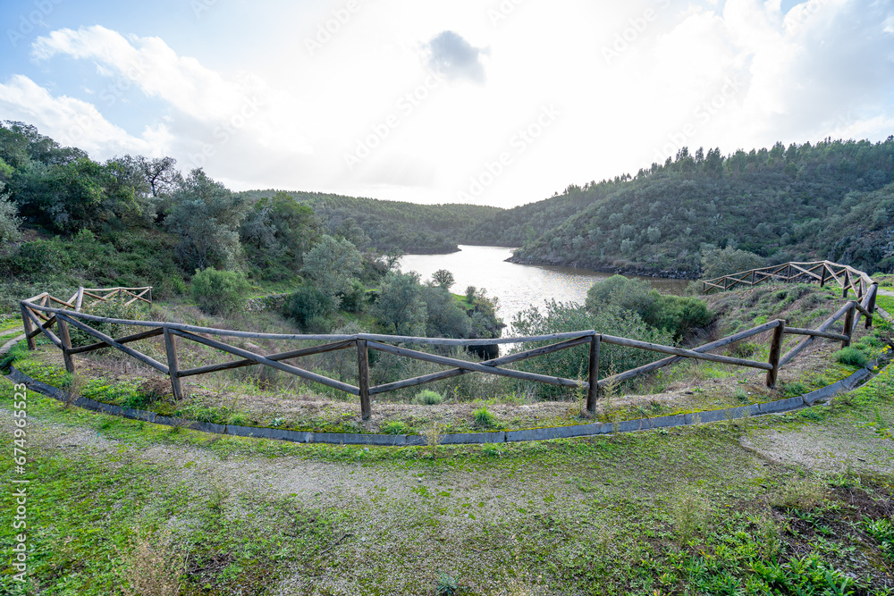 Tagus River seen through a viewpoint in the town of Lenticais, Castelo Branco.  Beira Baixa region.