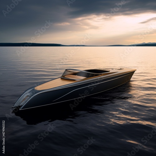 A meter long modern concept coupe boat made from Ai generated art