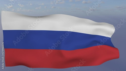 Loop der Russland Fahne wehend im Wind als Nahaufnahme 4K