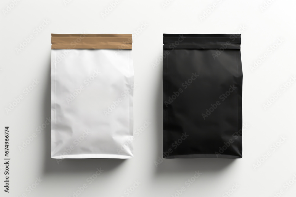 Blank White and Black Packaging Bags Mockup Blank White and Black Packaging Bags Mockup