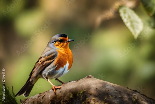 robin perched on a branch generated by AI technology 