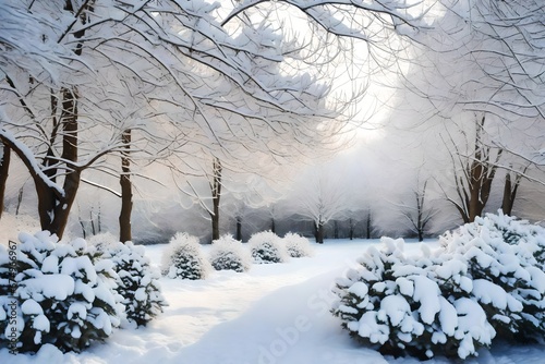 snow covered trees in the park