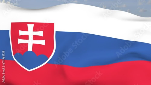 Loop der Slovakia Fahne wehend im Wind als Nahaufnahme 4K