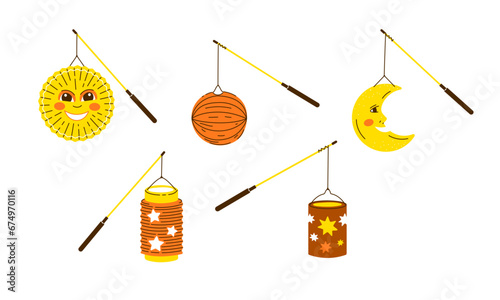 Set of Lanterns for saint martin day or laternenumzug,traditional in Germany