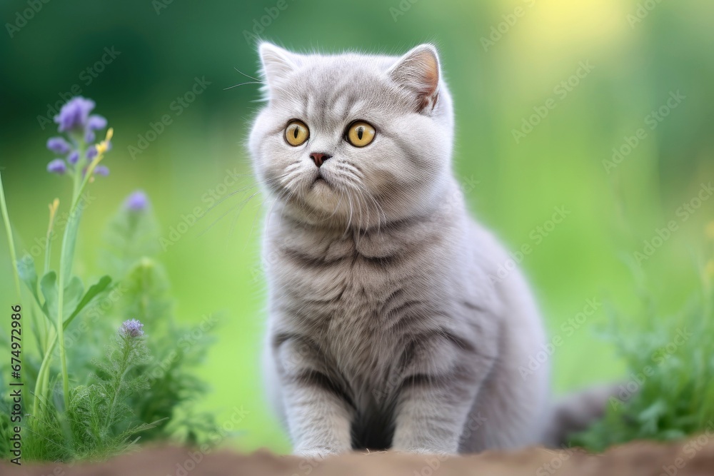 Close-up of cute cat gazing at something with beautiful bokeh background