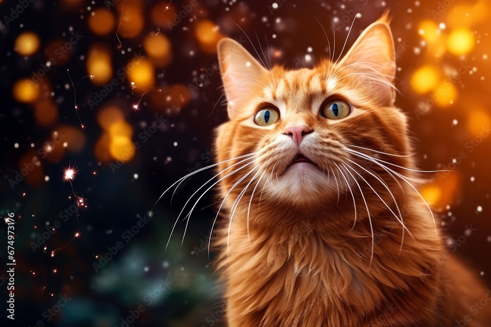 Close-up of cute cat gazing at something with beautiful bokeh background Close-up of cute cat gazing at something with beautiful bokeh background