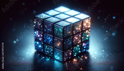 Galaktischer Rubics Cube, Ein Zauberwürfel voller Sterne photo