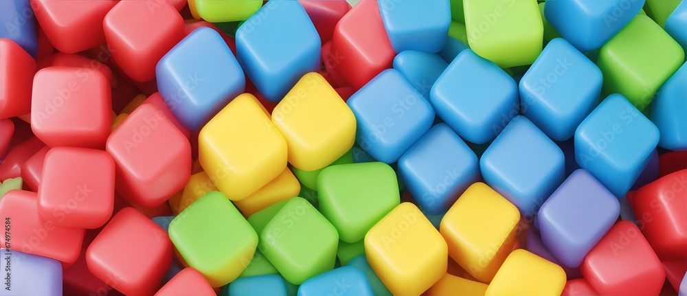 Bunch of colorful plastic cubes detailed texture background from Generative AI Bunch of colorful plastic cubes detailed texture background from Generative AI