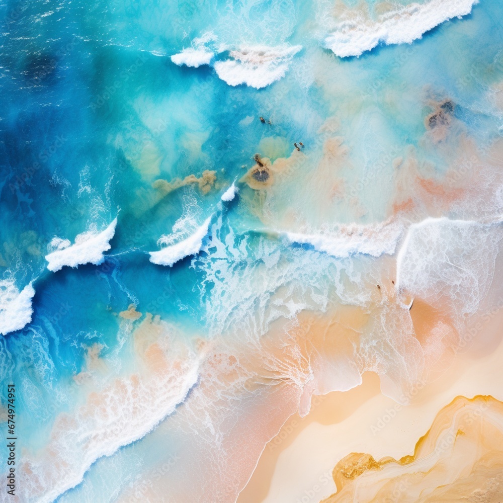 Abstract top view ocean and beach beautiful image Ai generated art